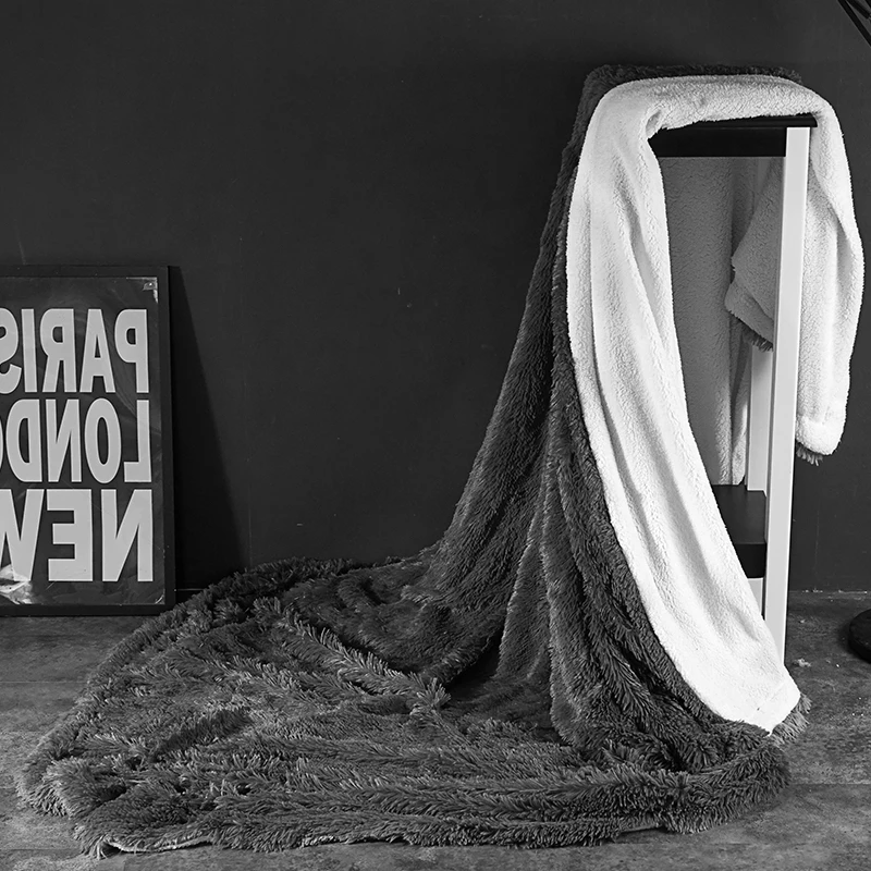 Вельветовые одеяла из овечьей шерсти зимнее теплое вязаное шерстяное Норковое