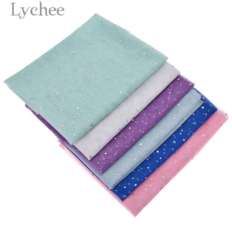 

Lychee 91cmx150cm Solid Color Dot Sequin Fabric High Quality Sewing Mesh Fabric DIY Evening Dress Materials