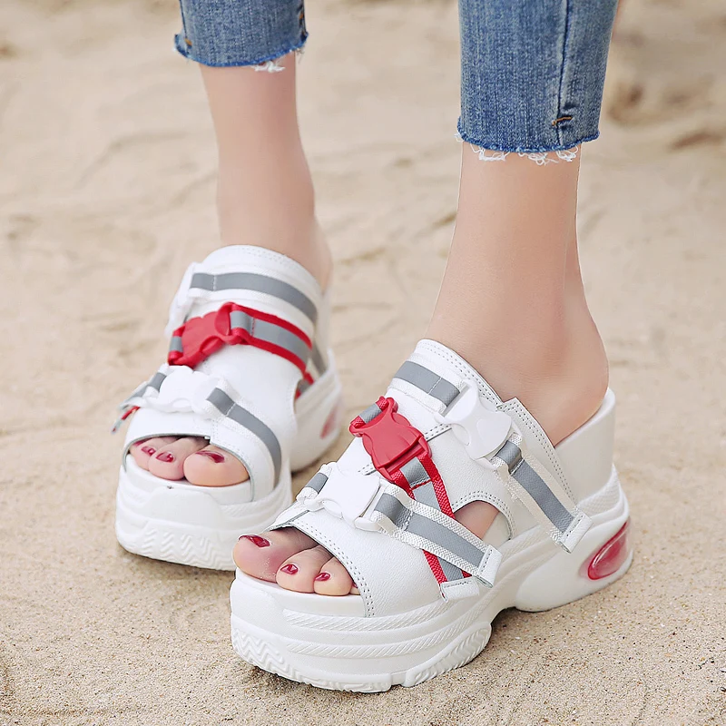 

Lucyever 2019 Summer Women Slipper Fashion Open Toe Thick Platform Slide Women Comfortable Wedges Beach Flip Flops Shoes Woman