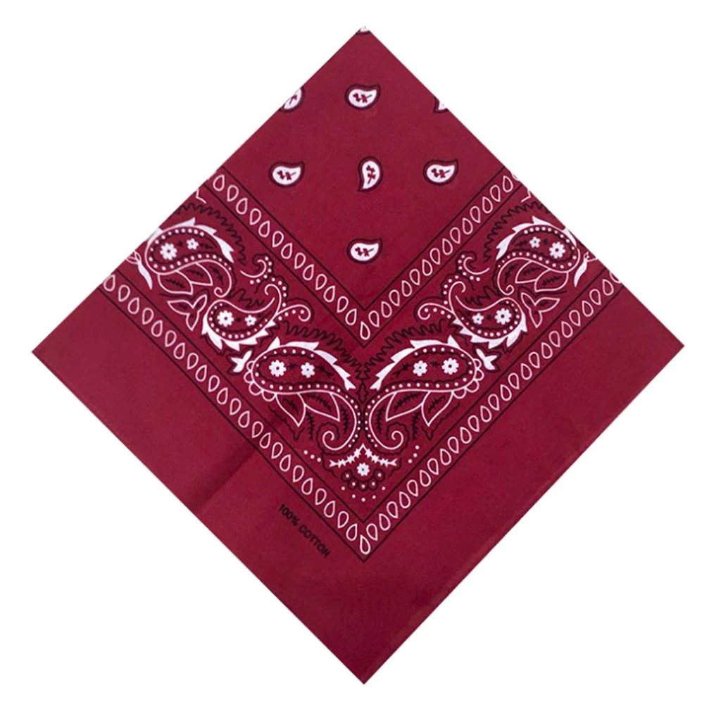 100% Cotton Fashion Bandana Multipurpose Paisley Printing Cowboy Bandanas Square Scarf Headbands Necktie for Men Women 55 x 55cm