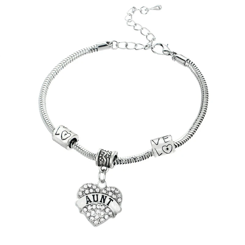 Женский браслет с бусинами в форме сердца кристаллами|chain bangle|bangles womenheart charm bracelet |