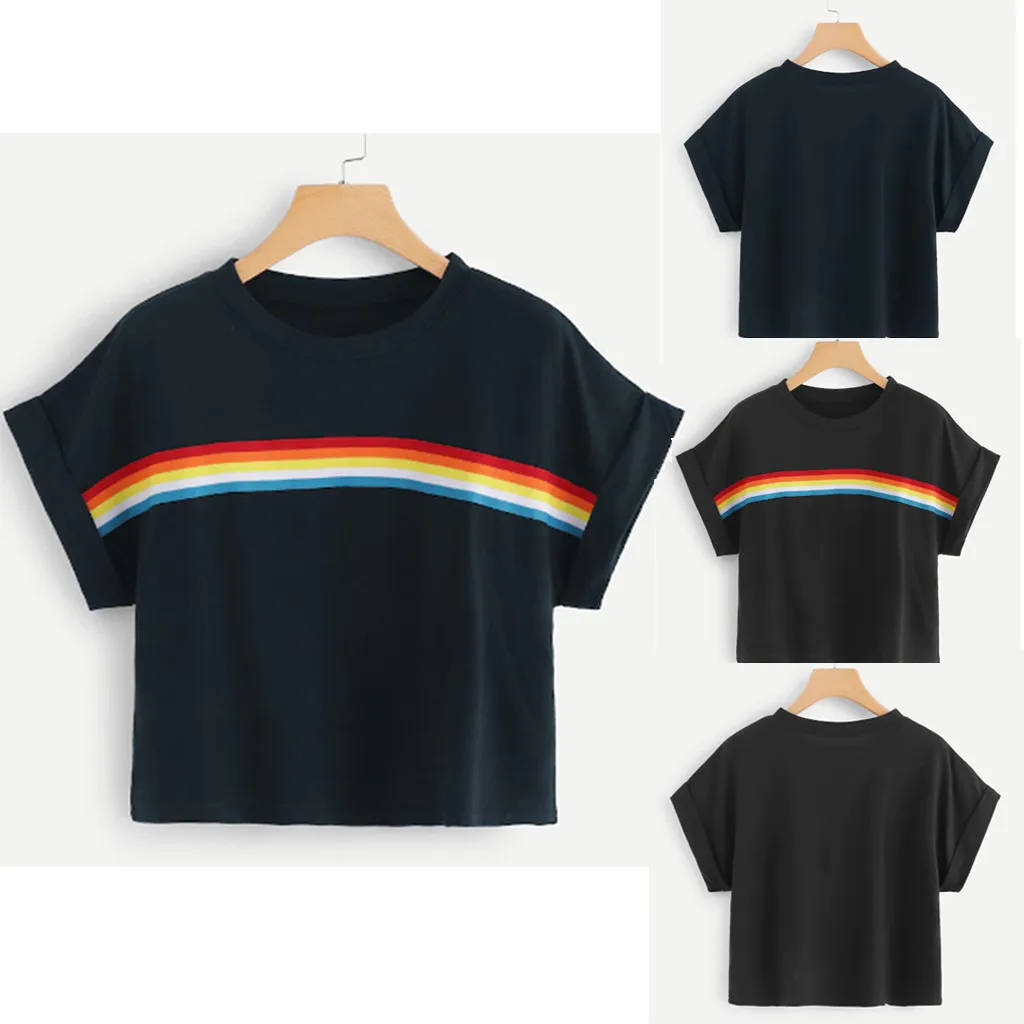 

Korean Clothes Fashion Women Plaid Printed Short Sleeve Tops O-Neck Casual StreetWear Style T-Shirt tee shirt femme #B