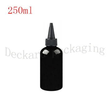 

30pcs 250ml black Empty plastic bottle pet bottle with Twist Top Caps, pointed mouth top cap