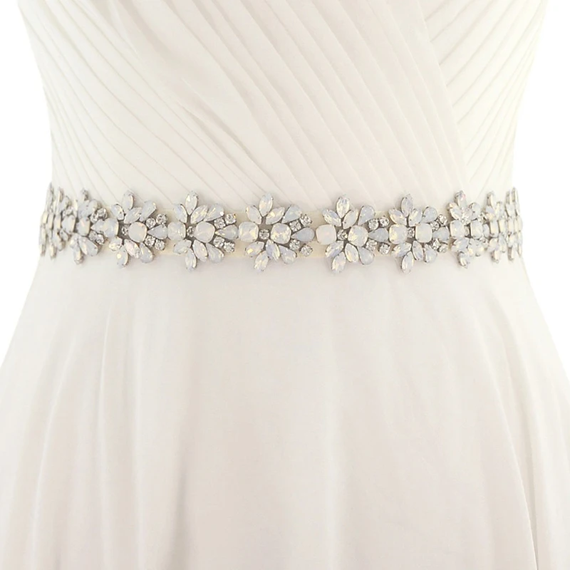

Opal Crystal Bridal Belt Handmade Sash Belt For Wedding Dresses 2019