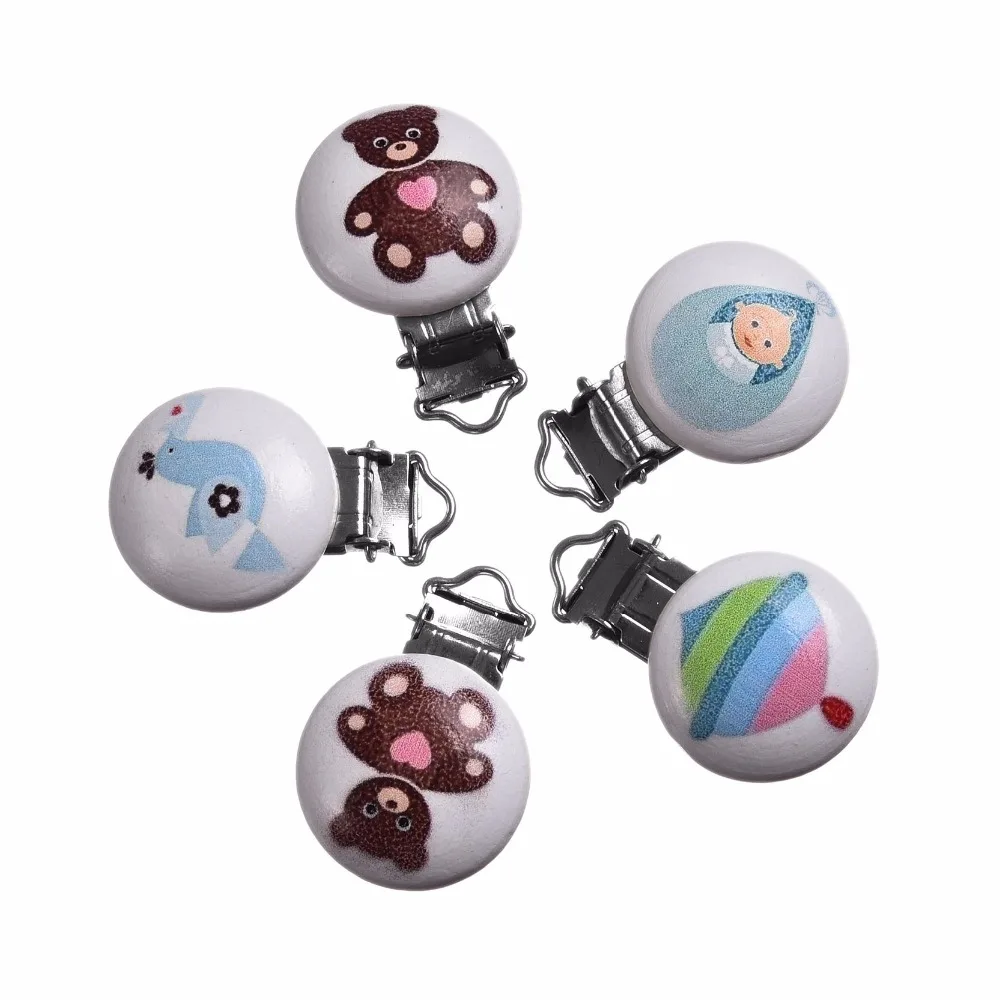 Buy Baby Pacifier Clips Attache Sucette Baby 5Pcs Mixed Pacifier Clip Wood