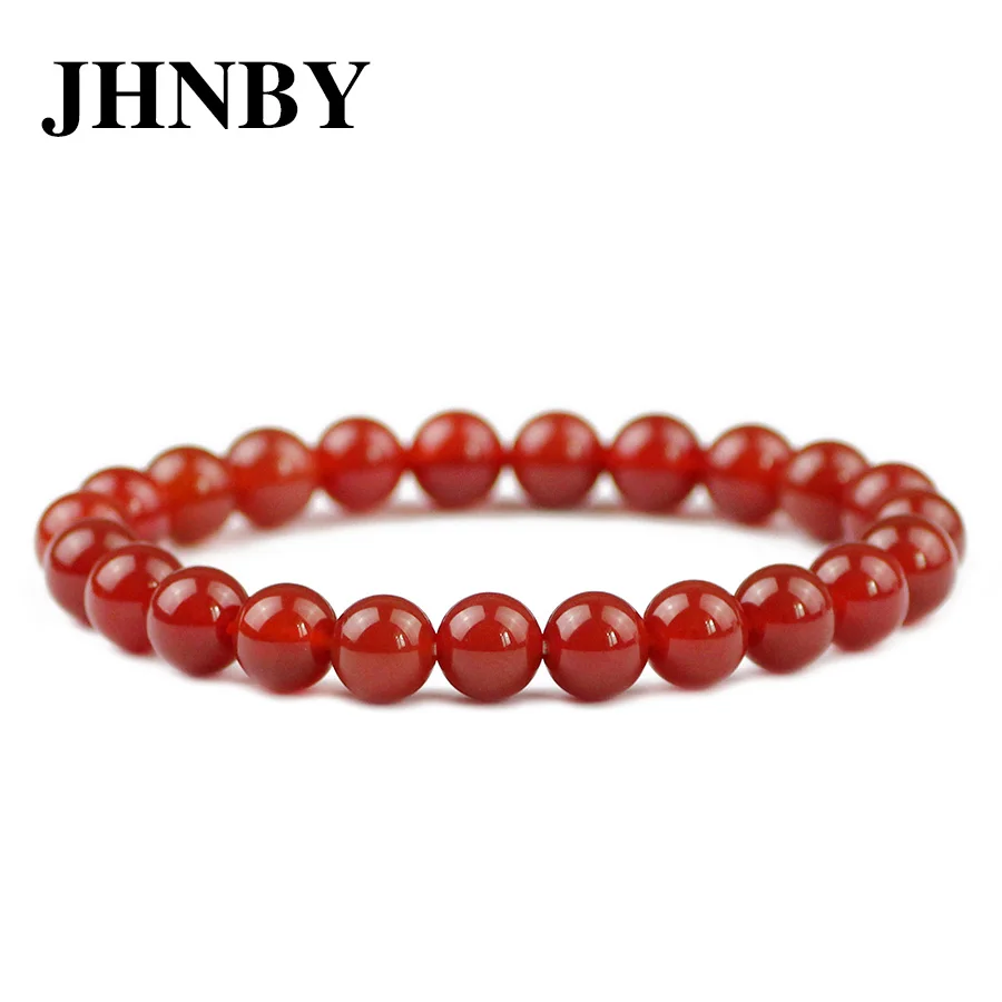 JHNBY красный сердолик очаровательный мужской браслет натуральный камень 6/8/10/12 мм