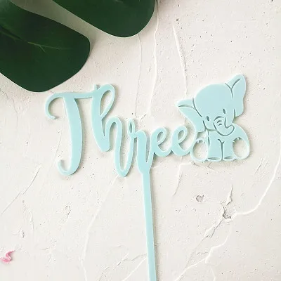 Один два три акриловых торта Топпер Корона Слон украшения для кексов для празднования первого дня рождения аксессуары для украшения торта Baby Shower - Цвет: 13
