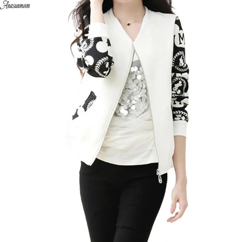 

Spring Autumn Coat 2016 Korean Style Fashion Women Baseball Jacket Vintage Printed Coat Women Bomber Jacket skinny girls Jackets