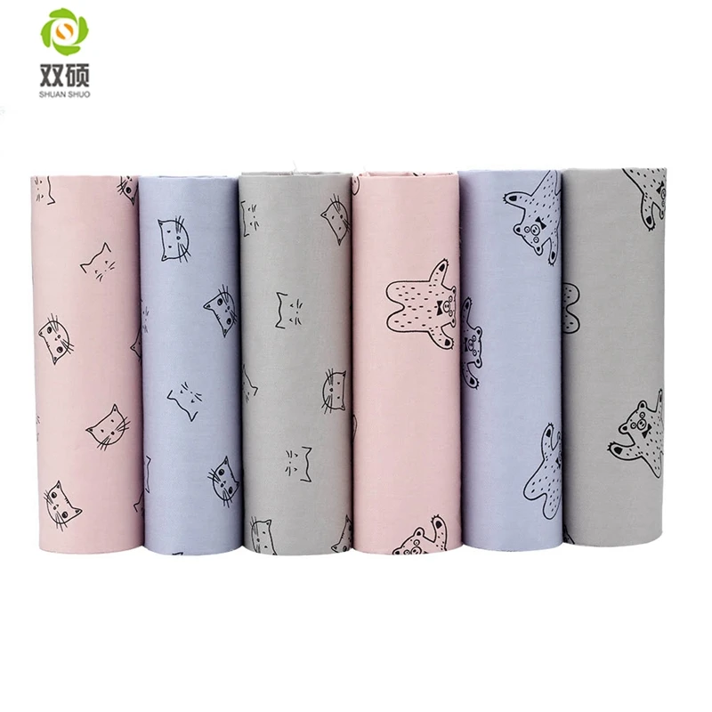 

Shuanshuo Cartoon Cat Cotton Fabric,Patchwork Cloth,DIY Sewing Quilting Fat Quarters Material For Baby &Doll 40*50cm 6pcs/pcs
