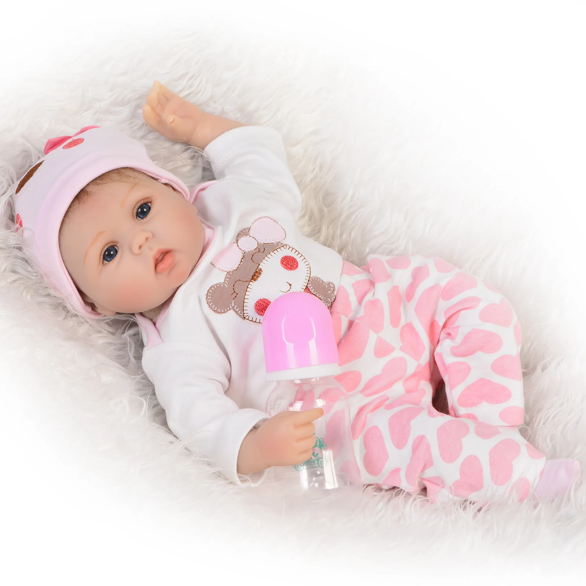 

KEIUMI 17Inch 42cm Silicone Reborn Baby Doll Soft Cloth Body Adorable Lifelike Rooted Mohair Newborn Doll For Kids Playmate