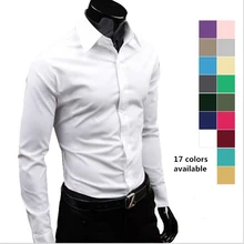 Лидер продаж 17 цвет одноцветное модные для мужчин's повседневное рубашка с длинными рукавами китайский Размеры: M~ 3XL опт