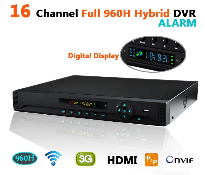 DVR 16 channel full 960h ip nvr hvr hybrid network video 16ch full D1 Hi3531 HDMI alarm audio hdmi onvif p2p wifi recorder