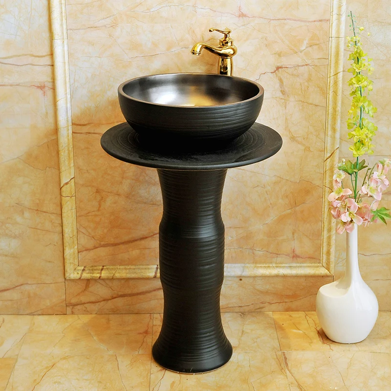 Industrial Wind Pedestal Basin Integrated Cylindrical Washbasin Floor