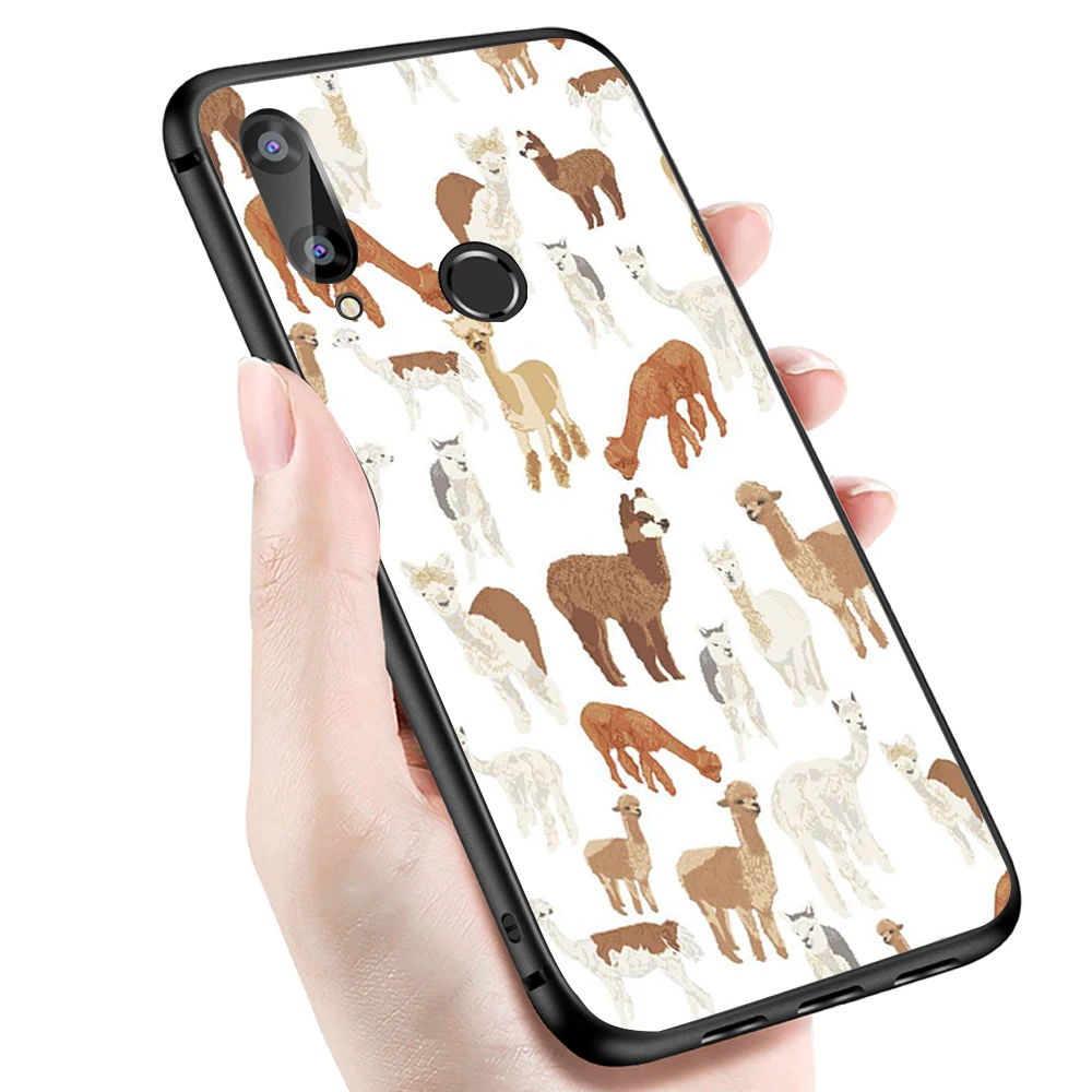 

Black TPU Soft Phone Case for Xiaomi Redmi 5 cute Alpaca lovely Redmi Note 6 pro 7 pro Global 5 Plus Redmi 4 Back Bag