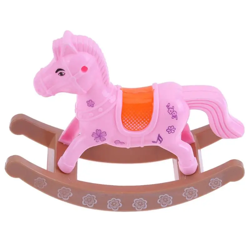 

Plastic Miniature Rocking Horse Toy Dollhouse Accessories for Doll Kid Toys Kids Girs Dolls Accessories Pink Cute Horse Toys
