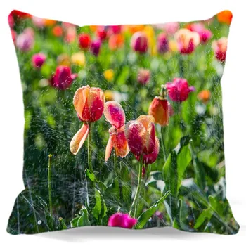 

Tulips ocean Pillow Case Chair Waist Cotton Polyester Pillow Cover