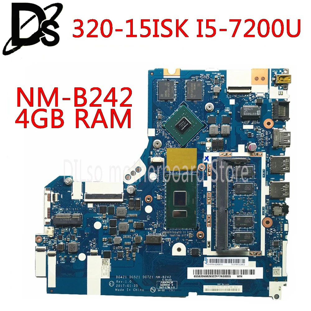 

KEFU DG421 GD521 DG721 NM-B242 motherboard for Lenovo 320-15ISK 520-15ISK notebook motherboard CPU i5 7200U 4G DDR4 100% test ok