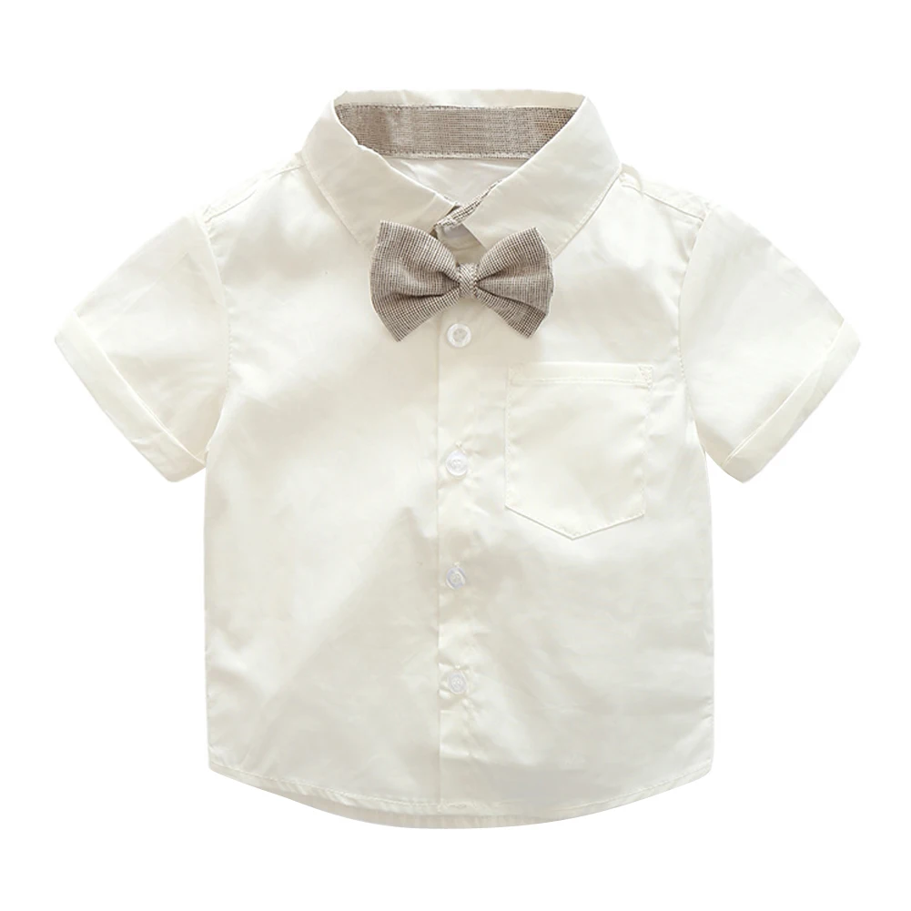 2pcs Baby Kids Toddler Boys Gentlemen Bowknot Shirt Suspender Pants Outfit