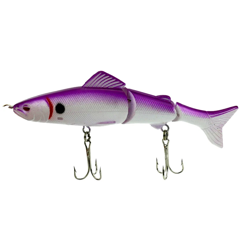  3 Pcs of (HENG JIA 13cm Multi-joint swim fishing temptation Crank bait fake bait fishing hook White