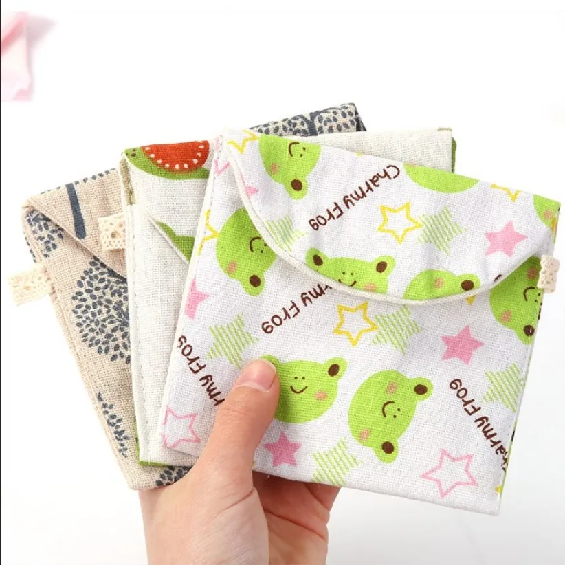 

5 Pcs Mini Cartoon Cotton Napkin Storage Bag Towel Bags Cosmetic