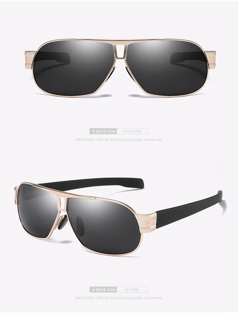 Kithdia высокое качество металлический каркас прямоугольник поляризованные линзы Для мужчин солнцезащитные очки мужской вождения