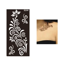 1 шт сексуальный женский черный большой милый цветок поддельные татуировки рисунок дизайн трафарет для татуировки хной Водонепроницаемый Временные татуировки стикер S206