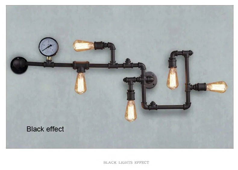 Новая мода Wroguht железные водопроводные трубы настенный светильник винтажный проходной светильник s Лофт железные настенные лампы Эдисона лампа накаливания кофе лампа