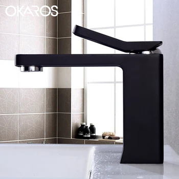 

OKAROS Pure Blacc Basin Faucet Water Tap Bathroom Faucet Solid Brass Lavatory Water Sink Tap Mixer torneira do banheiro M070-B