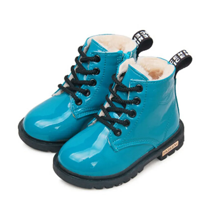 Новые детские зимние ботинки для мальчиков и девочек резиновые сапоги кожаные сапоги модная обувь