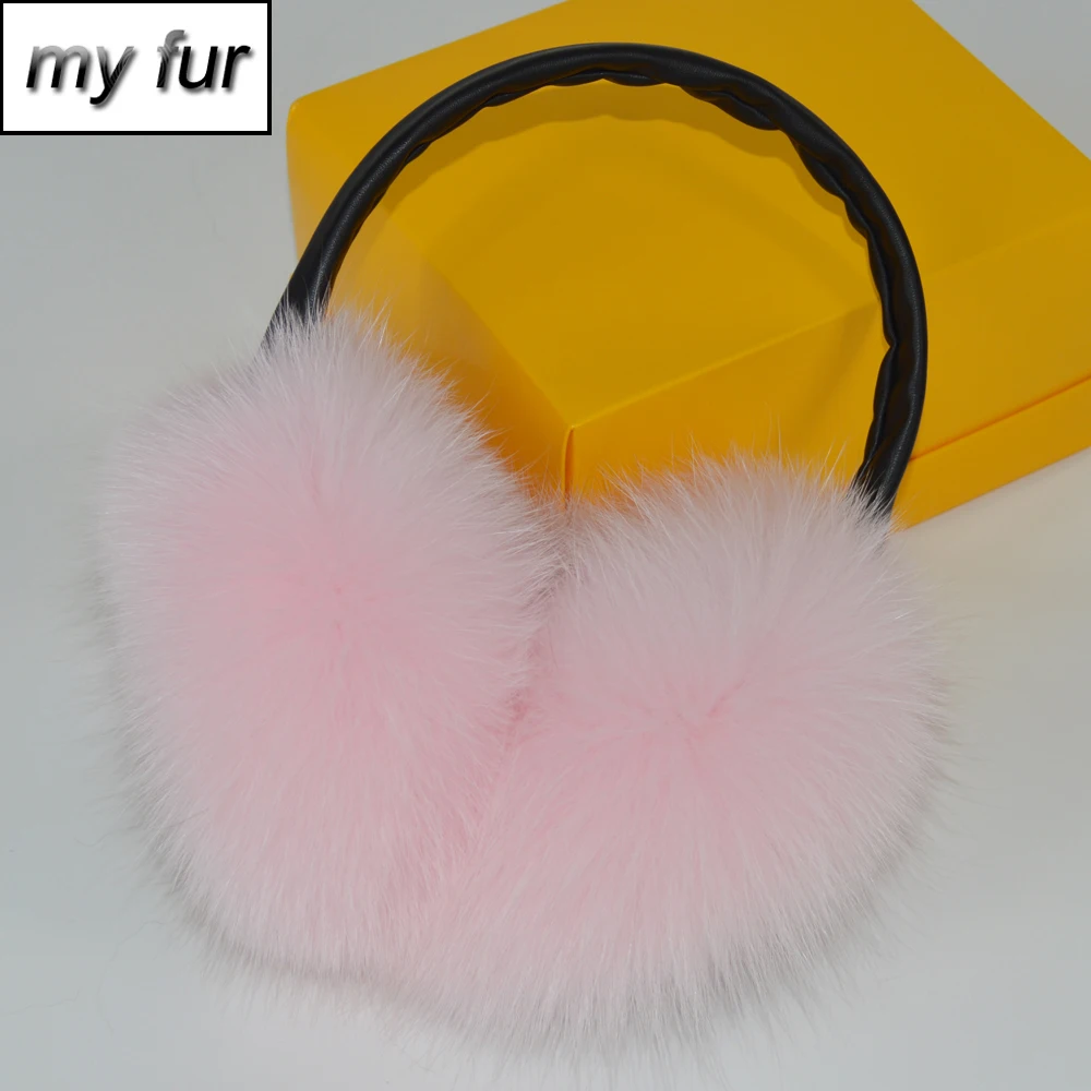 

2019 New Style Winter Women Warm Fluffy Real Fox Fur Earmuffs Adjustable Size Girl Lovely Outdoor Real Natural Fox Fur Ear-cap