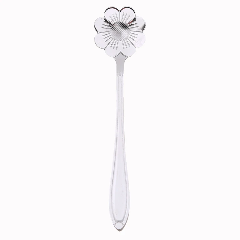 

Stainless Steel Flower Shape Spoon Handled Coffee Tea Dessert Ice Cream Sugar Serving Shape Kitchen Dinnerware Accessories