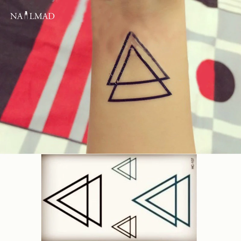 

1 sheet Double Triangle Waterproof Temporary Tattoo Cool Line Flash Tattoo Paste Tattoo Decals Body Art Tattoo Sticker Y169