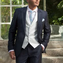 Темно-серые, на одной пуговице, мужские костюмы на заказ свадебный костюм для мужчин свадебный смокинг костюм: пиджак+ брюки+ галстук+ жилет