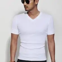 Летняя мужская мода, v-образный вырез, короткий рукав, футболка, половина рукава, основа из чистого хлопка, Простое Повседневное нижнее белье
