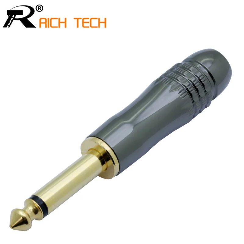 

Jack 6.3 Smoothly Gunmetal plating 6.35mm Mono Plug Assembly Wire Connector Luxury Gunmetal Audio Plug