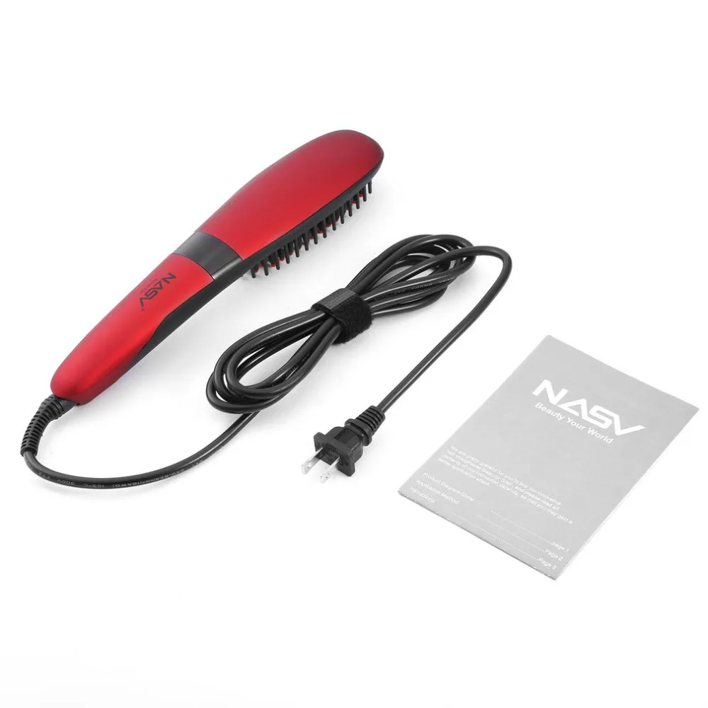 

NASV Professionl Hair Straightener Ceramic Brush Fast Heat up PTC Heating Adjustable Temperature Brush Anti-scald Swivel Cord