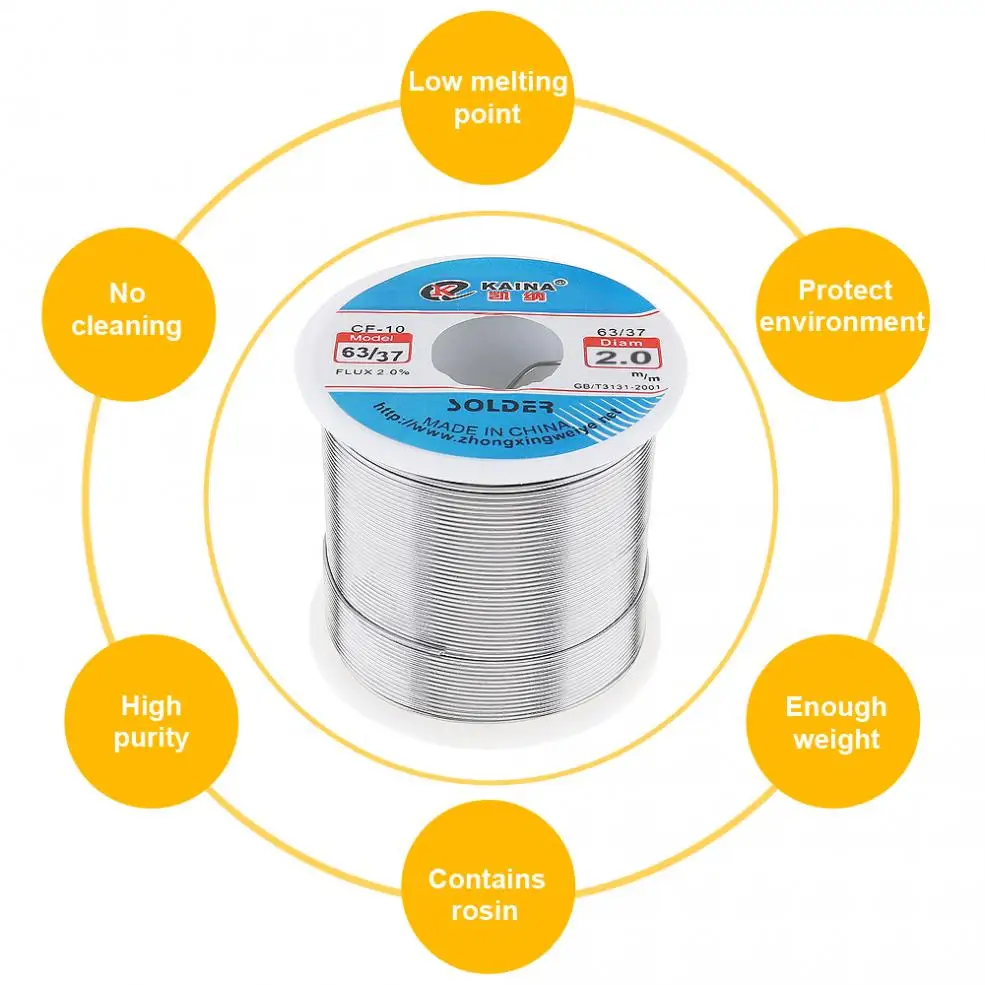 63/37 450 г 2,0 мм Олово тонкой проволоки ядро канифоль припой провода с 2% флюсом и низкой температурой плавления для электрического паяльника