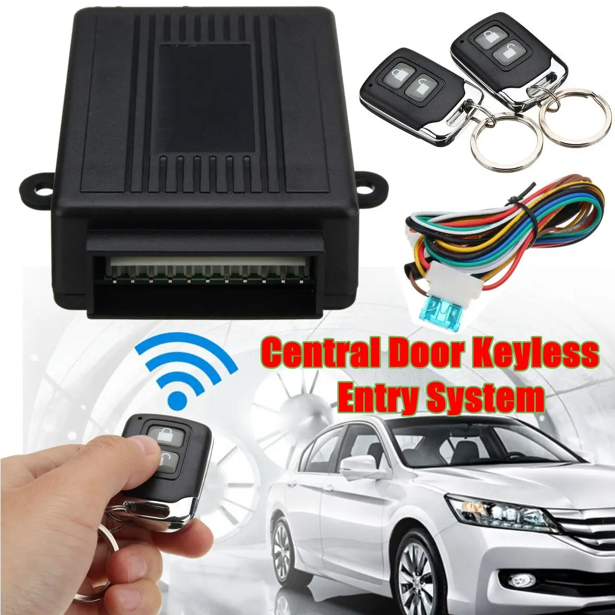 

Universal Car Alarm Systems Central Door Lock Locking Keyless Entry System With 2 Remote Controllers 12V 108dB