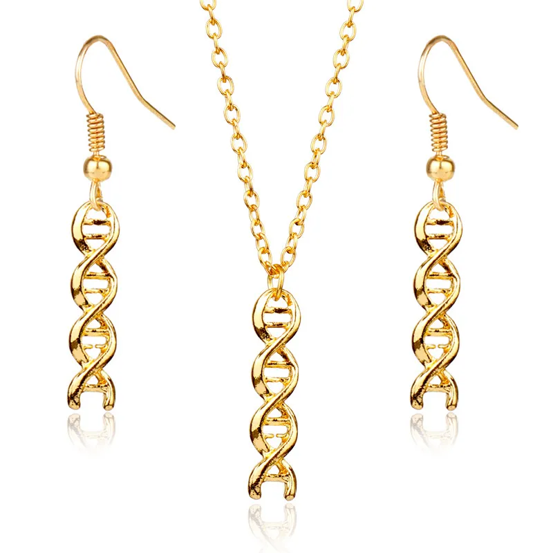 Dongsheng jewelry ДНК ожерелье с молекулами серьги комплект ювелирных изделий принтом
