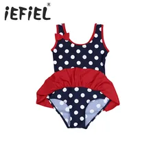 Детский купальник бикини для маленьких девочек, купальный костюм в горошек для малышей, 1 предмет, пляжная одежда, купальный костюм для девочек, летний купальный костюм для малышей