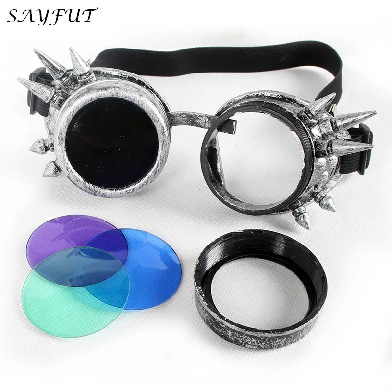 colore BLUE 1x paio LENTI per Occhiali Steampunk Goggles