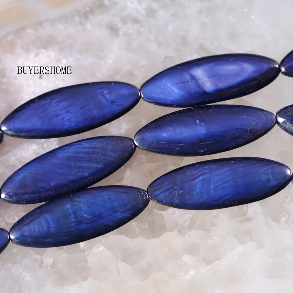 

Free Shipping Fahion Jewelry 10X30MM Dark Blue Mother Of Pearl Shell Loose Beads String 15" O086