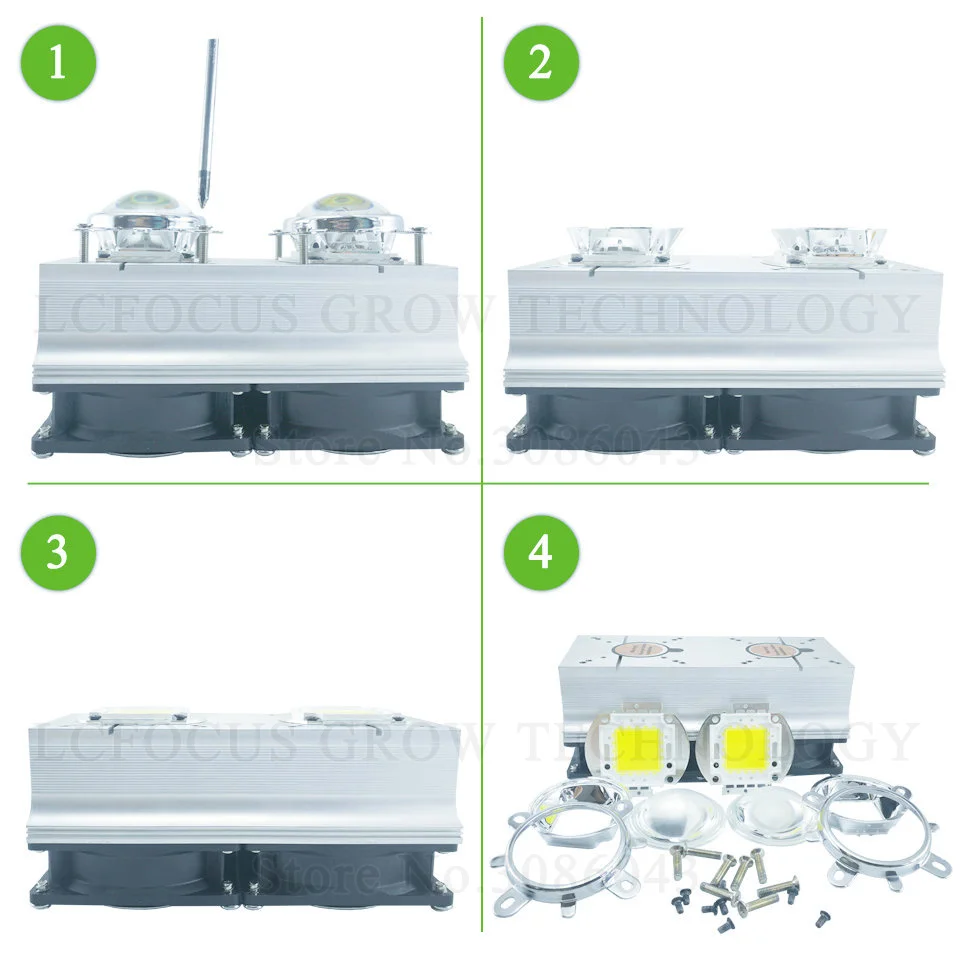  LED Heatsink Radiator + 60 90 120 Degrees Len + Reflector Bracket + Fans For High Power 20W 30W 50W - 32834919048