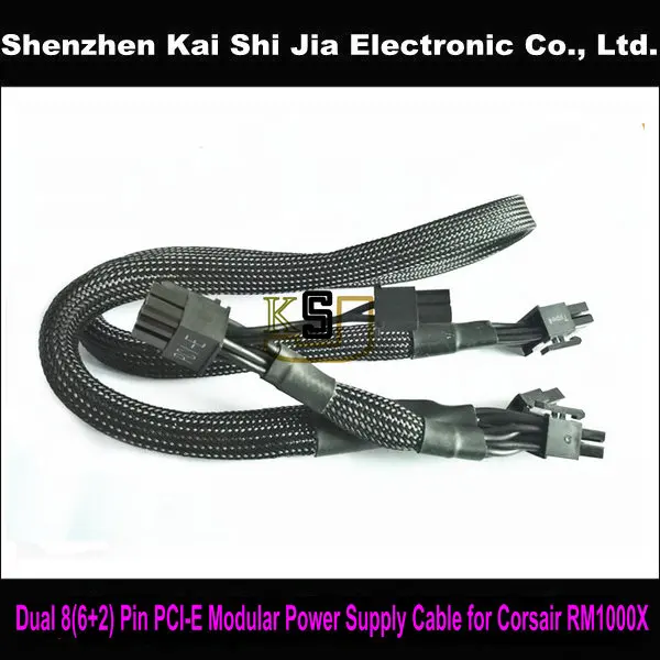 

Free Shipping Black Sleeved Dual 8 (6+2) Pin Modular Power Supply Cable for Corsair RM750X RM850X RM1000X