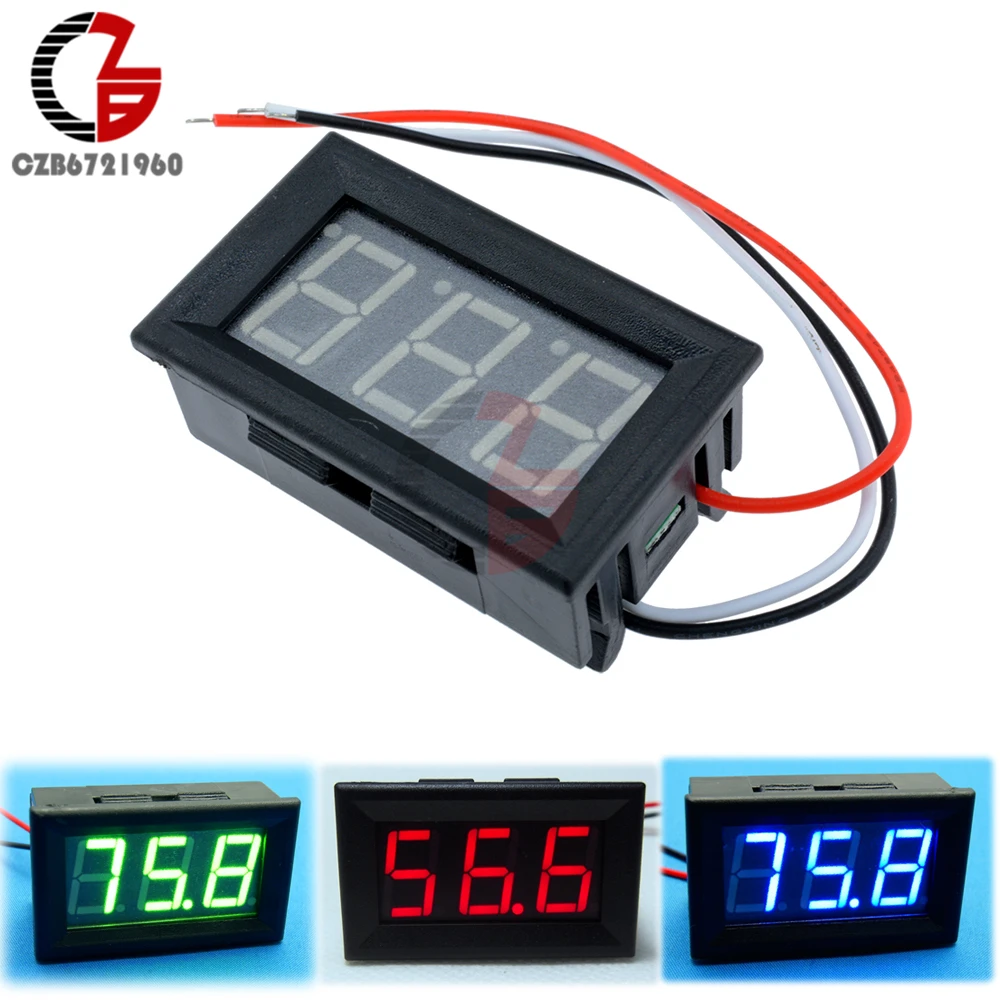 Red Green Blue LED Display DC Digital Voltmeter Voltage Meter 3 Bit 3