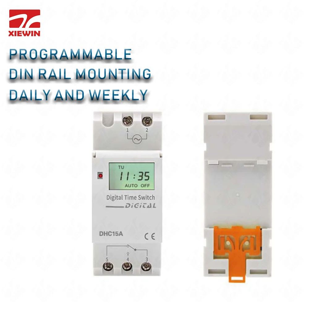 

DHC15A Weekly Programmable Digital Timer Switch DIN RAIL mount 16A 220VAC Time Relay timer daily and weekly control