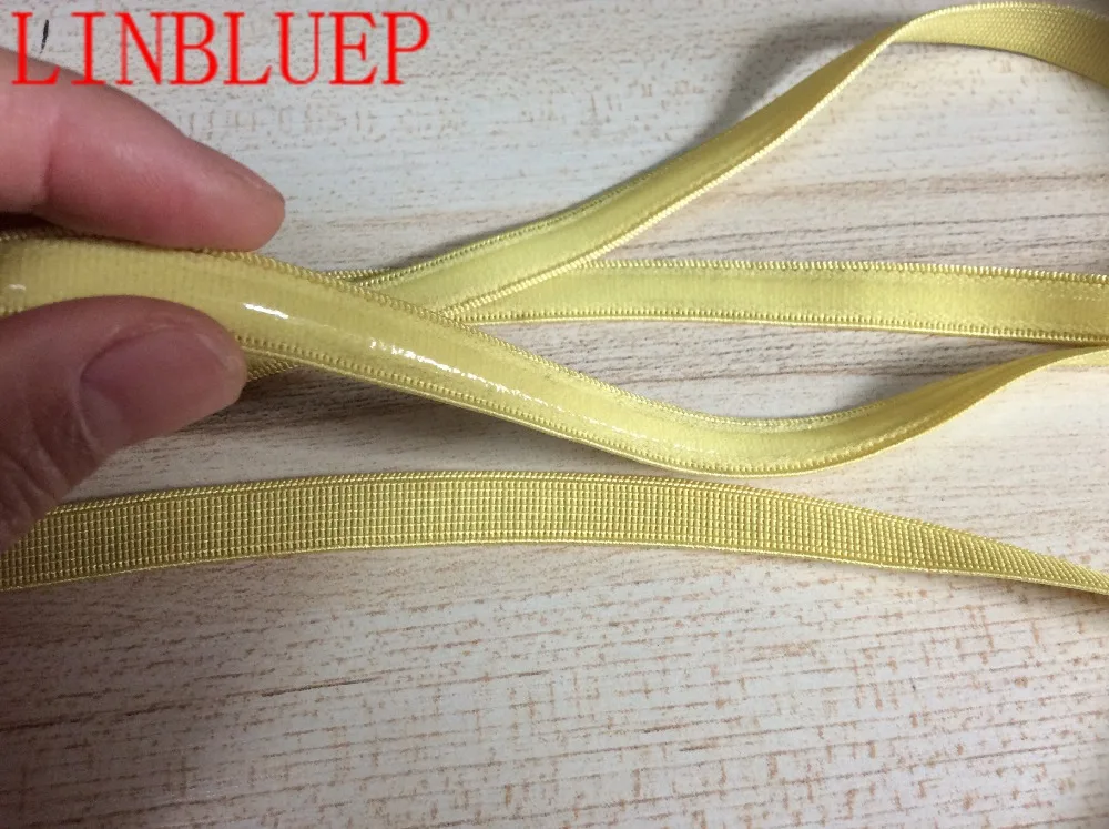 10mm Width 5 Yards Yellow Silicone Gripper Elastic Shoulder Strap Tape
