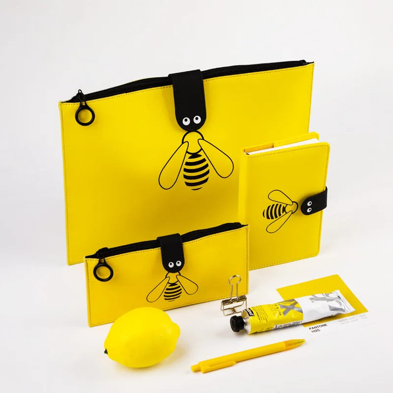 Kawaii Bumblebee А4 сумка для файлов милая папка новые сумки хранения на молнии милый