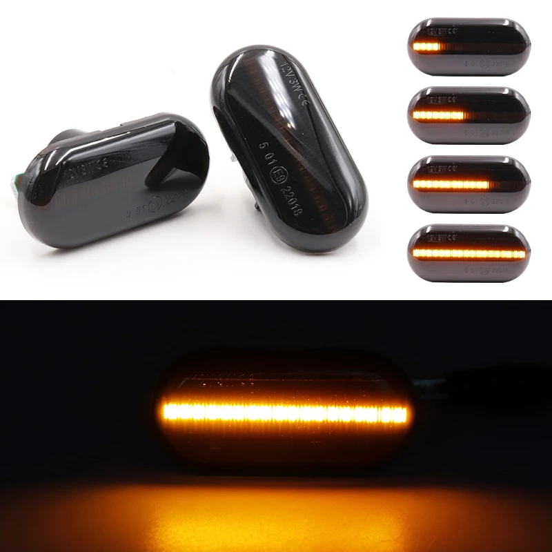 

2Pcs LED Amber Dynamic Flowing Turn Signal Side Marker Light For Renault Clio1 2 Megane 1 Kangoo Laguna 1 Twingo