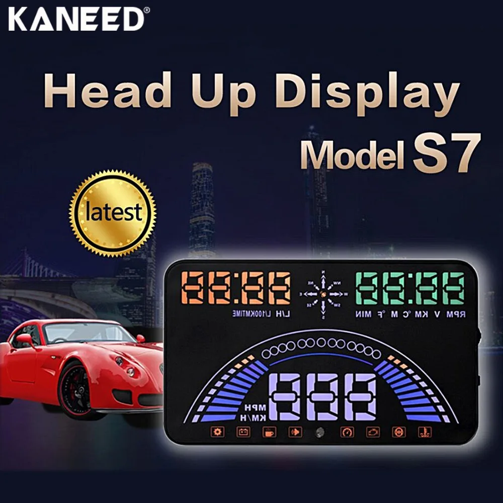 

Car OBD2 Display 5.8'' Auto GPS HUD Vehicle Gator LED Head Up Display Security Speed Satellite Signal Oil Consume Dual Display